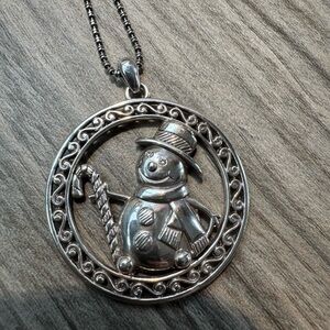 Silver Snowman Pendant Necklace